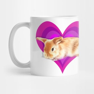 Super cute baby mini lop rabbit in a rainbow heart! Mug